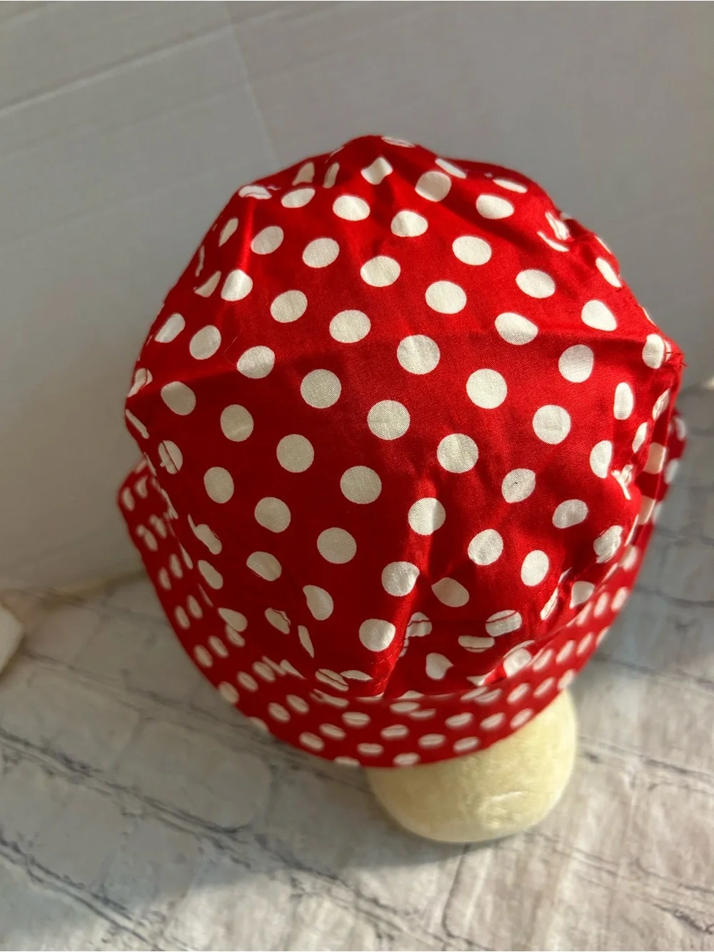 RED WITH WHITE POLKA DOTS 100% COTTON WOMEN’S BUCKET HAT